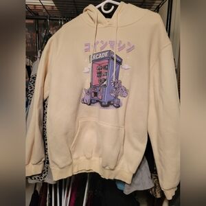 ILLUSTRATA Cream Retro Arcade Gaming Graphic Long Sleeve Hoodie